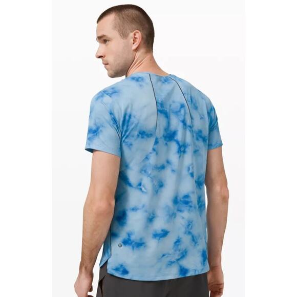 Lululemon Men's Fast and Free SS Spray Running Shirt Blue Tie Size S EUC - Picture 7 of 7